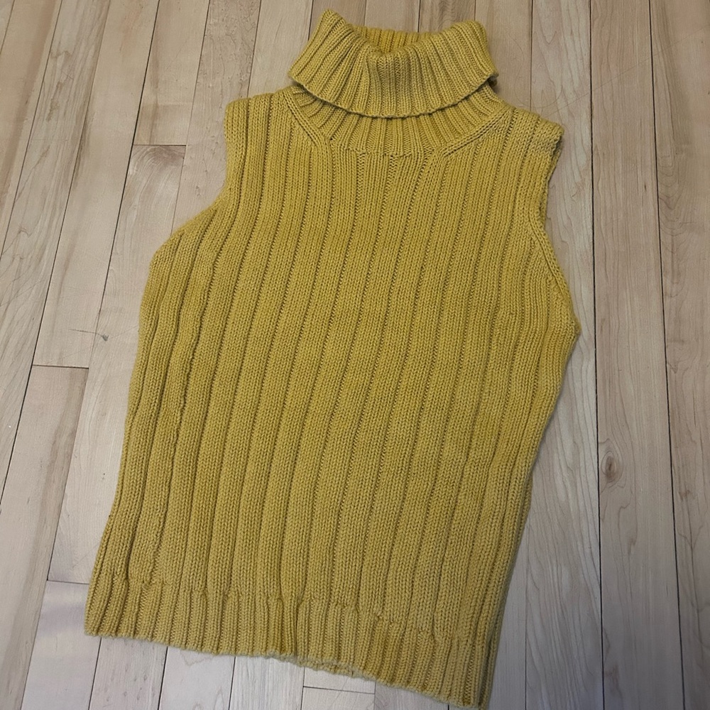 Mustard Yellow Sleeveless Turtleneck Sweater